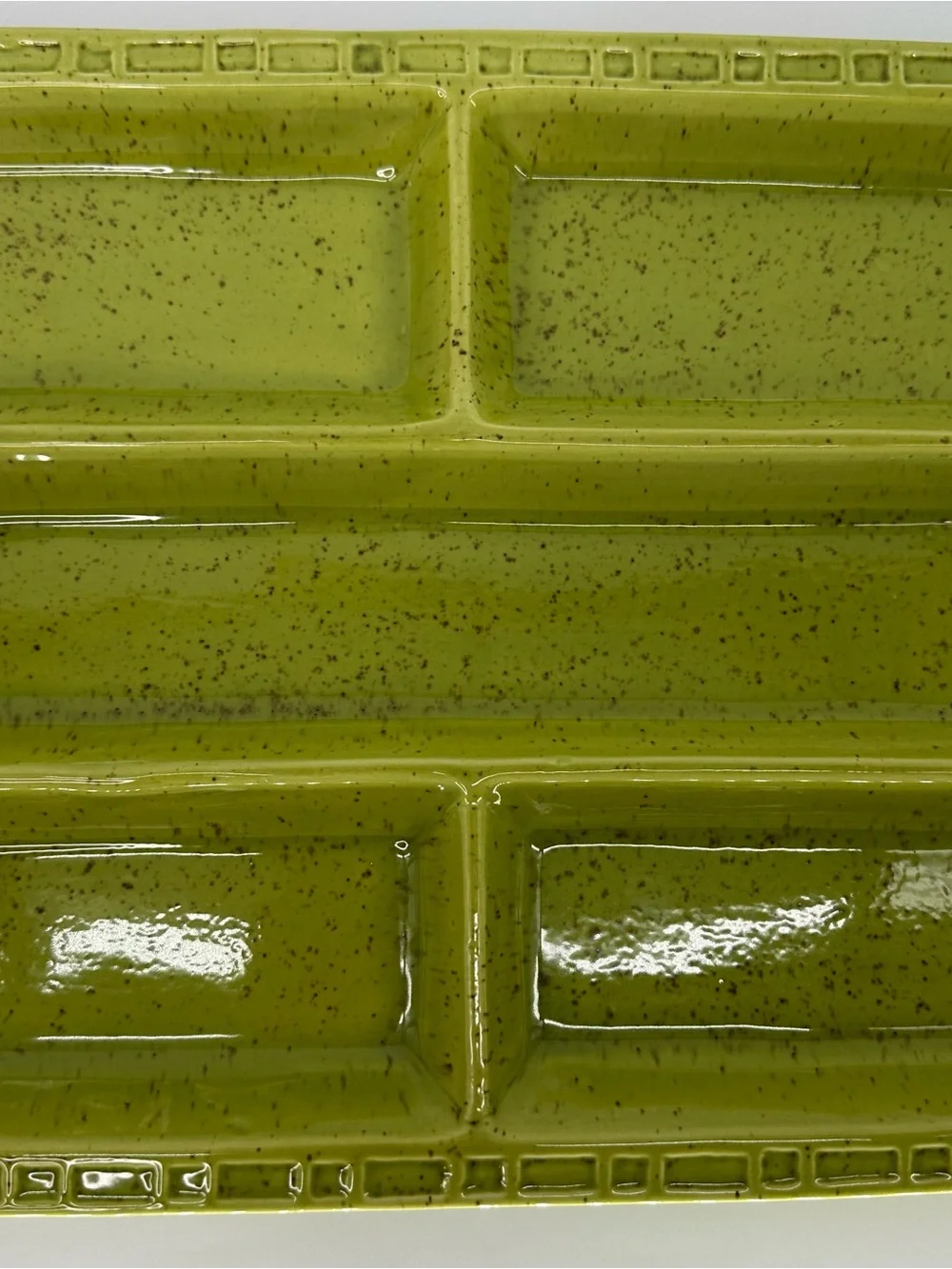 Made in California Green Ceramic Sectioned Serving Tray